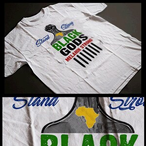 Black History Month Afro Pick Afrikanische Karte Melanated Kemetic Land der schwarzen Götter Marcus Garvey Afrika Rückführung weißes T-Shirt