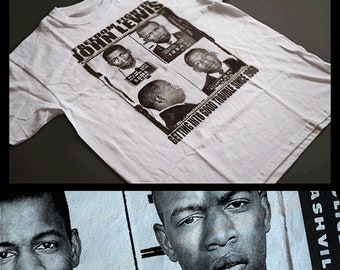 John Lewis Collage T-Shirt Civil Rights Activist Cotton Tee