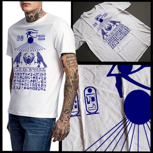 Egyptian God T-Shirt Ancient Egypt Eye Of Horus Falcon Sun God And Hieroglyphics Men Cotton Tee
