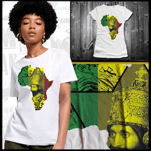Reggae T-Shirt Rastafarian Roots Jah Rasta Music Kingston Jamaïcain DJ Trinidadian African Vibe Weed Ganja Dub Haile Selassie Dancehall Tee