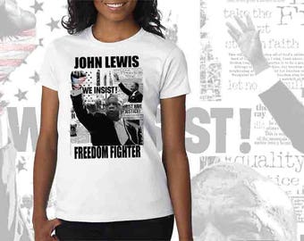 John Lewis Camiseta Freedom Fighter Collage All Power To The People Revolutionary Women Tee
