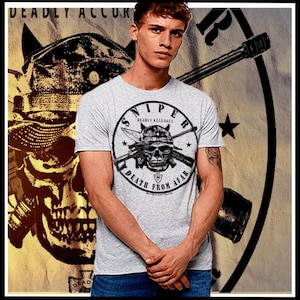 Military Special Operations T-Shirt Marksman SWAT Iraq Afghanistan Combat Veteran Sharpshooter Sniper Tactical Assault Sicario Hunter