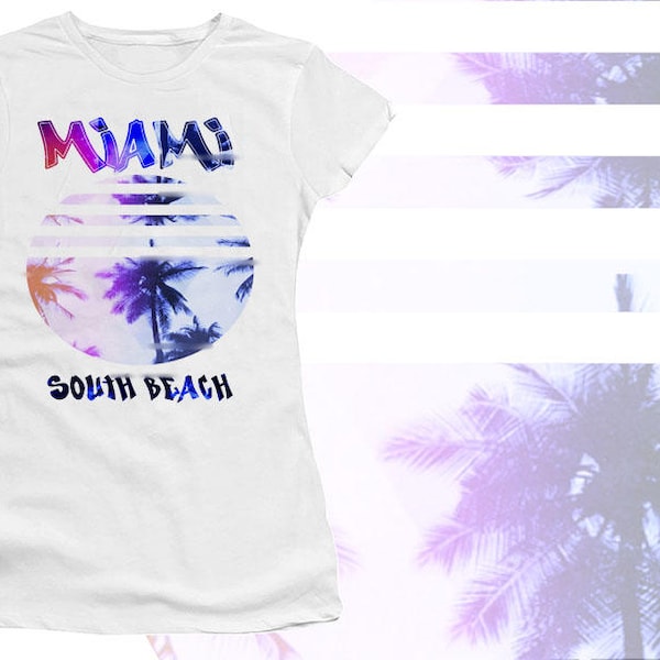 T-Shirt South Beach in Miami Florida USA bunte Palm Tree Frauen Baumwoll-t-Shirt