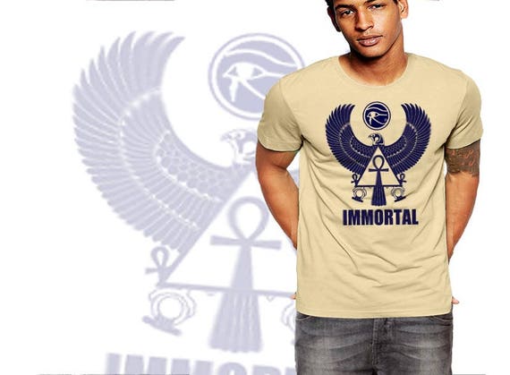 Egyptian Falcon T-shirt Ancient Egypt Kemetic Immortal Hieroglyphics Men  Cotton Tee 