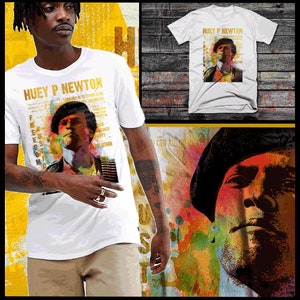 Huey P Newton T-Shirt Black History Month Abstrakte Kunst Legende Bunte Afroamerikaner Pan-Afrikanische Revolutionäre Poster Design Grafik Tee