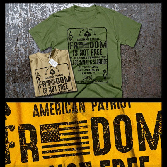 Buy Freedom is Not Free Combat Veteran US Flag Military T-shirt