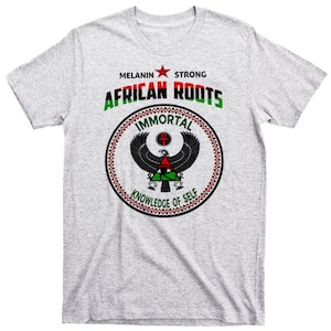 Black History Month T-Shirt Afrikanische Karte Kemetic Panafrikanismus Black Panther Huey P Flagge Afrika Maat Ankh Hieroglyphen Melanin Baumwoll-T-Shirt