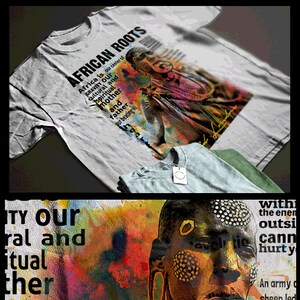 Afrikanisches Kunst-T-Shirt Schwarzer Geschichtsmonat Abstrakte Kunstlegende Buntes afroamerikanisches Pan-Afrikanisches revolutionäres Plakatentwurf Grafik-T-Stück