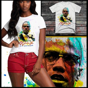 Malcolm X schwarz Geschichte Monat T-Shirt afrikanischen Karte Kemetic Marcus Garvey Black Panther Huey P Newton Woke Angela Davis Melanin Baumwolle