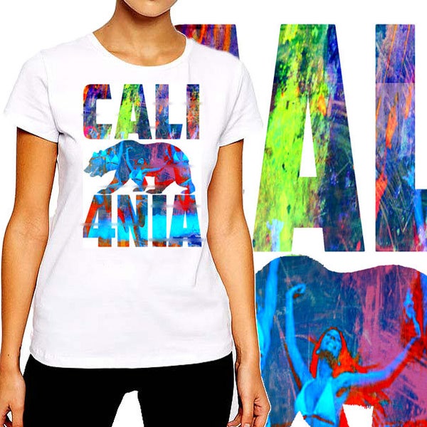 California T-Shirt Cali Bär Westküste USA Frauen Baumwoll-t-Shirt