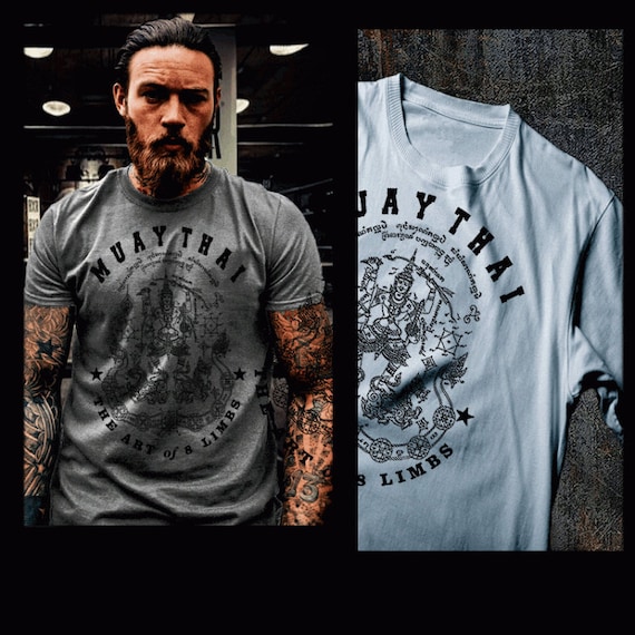 Muay Thai t-shirt yantra deity Thai boxing martial arts tee Thailand contact sports fighting defense system