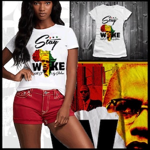 Malcolm X schwarz Geschichte Monat Kemet T-Shirt afrikanischen Karte Kemetic Marcus Garvey Black Panther Huey P Newton Angela Davis Philosophie Tee