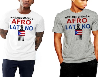 Puerto Rico T-Shirt Afro-Latino Afro Pick Puerto Rican Pride Boricua Taino Melanin Cotton Tee
