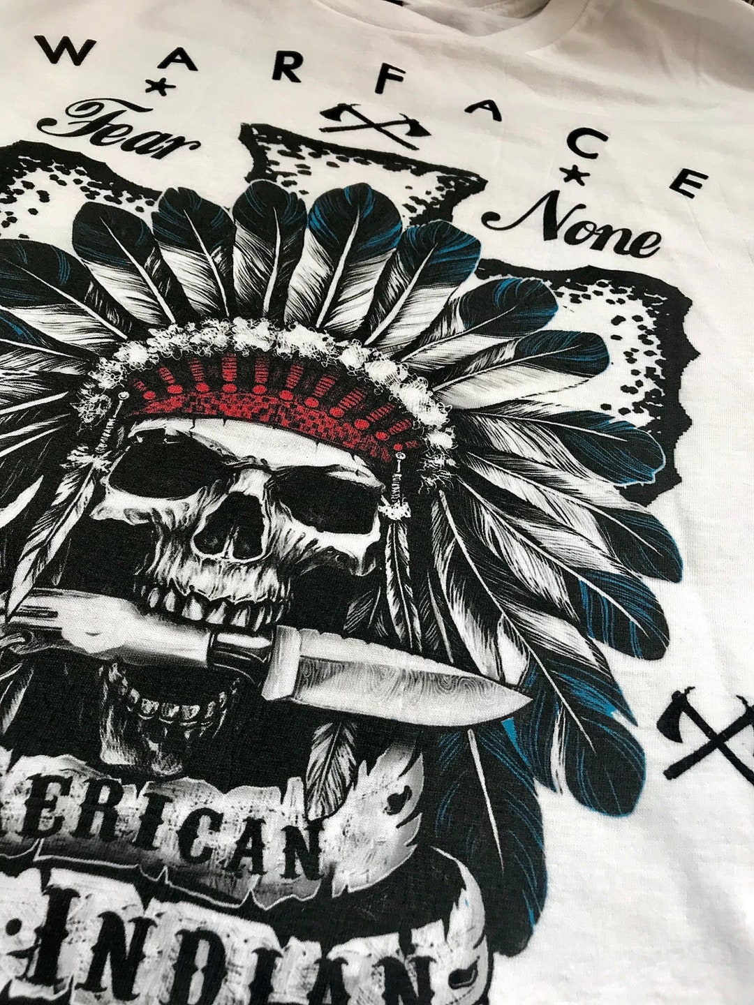 American Indian T-shirt Native Apache Headress Tomahawk Aztec Mayan ...