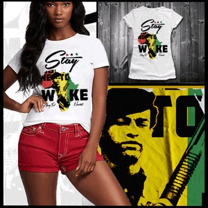 Huey P Newton schwarz Geschichte Monat Kemet T-Shirt afrikanischen Karte Kemetic Marcus Garvey Black Panther Malcolm X Angela Davis Philosophie Tee