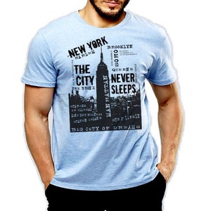 NYC T-shirt New York City Never Sleep Brooklyn Queens The Bronx bomullströja