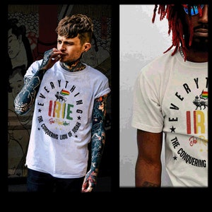 Reggae t-shirt Irie Jah Rastafari Haile Selassie Rastafarian Reggae flag rasta lion jamaican island Caribbean dubplate vibes