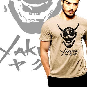Samurai T-Shirt Yakuza Japanese Gangster Demon Mask Men Cotton Tee