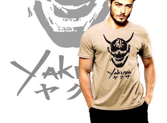 Samurai T-shirt Yakuza Japanese Gangster Demon Mask Men Cotton | Etsy