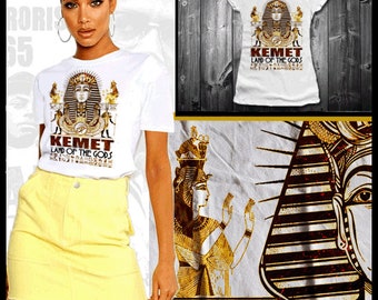 Kemet T-Shirt Ancient Egypt Kemetic Land Of The Black Gods MAAT African Ankh Egyptian Pharoah Hieroglyphics Osiris Nefertiti Black History