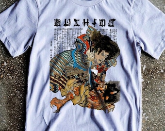 Samurai T-Shirt Japanese Oni Demon Battle Ronin Bushido ancient Warrior class tee VIDEO AVAILABLE