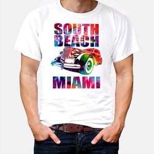 Miami Camiseta South Beach Florida Vacaciones Surf California Hawaii Party SOBE Tattoo Party Vegas Gambling Poker Cards Vintage Retro Tee