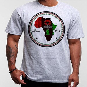 Black History Month T-Shirt Afrikanische Karte Kemetic Malcolm X Black Panther Flagge Afrika Hieroglyphen Melanin Kemet Panafrikanismus Baumwoll-T-Shirt