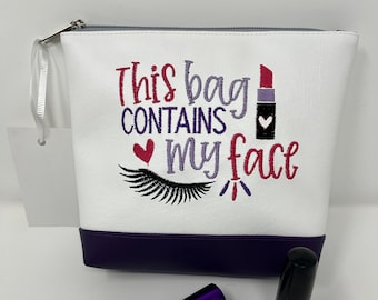 Make up bag for her. This bag contains my face embroidery.  Cosmetic bag. Great gift for friends and family. Birthday, Christmas.