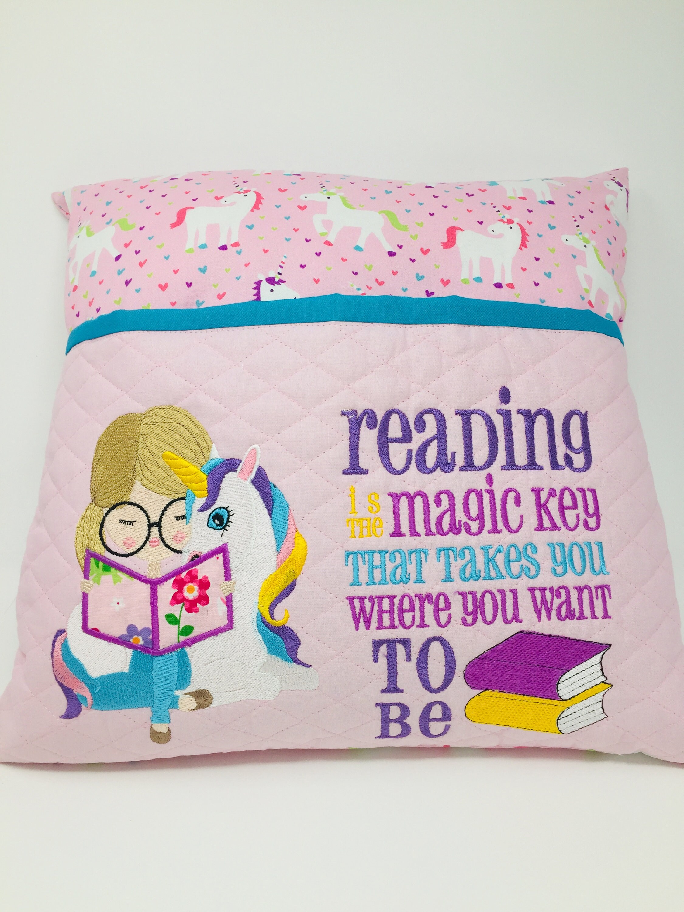 pink reading pillow