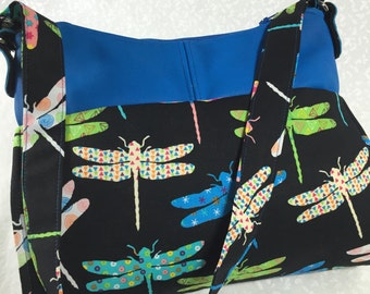 Dragonflies Abound in this sassy "Gabby Bag", with a zippered top and shoulder length handles.