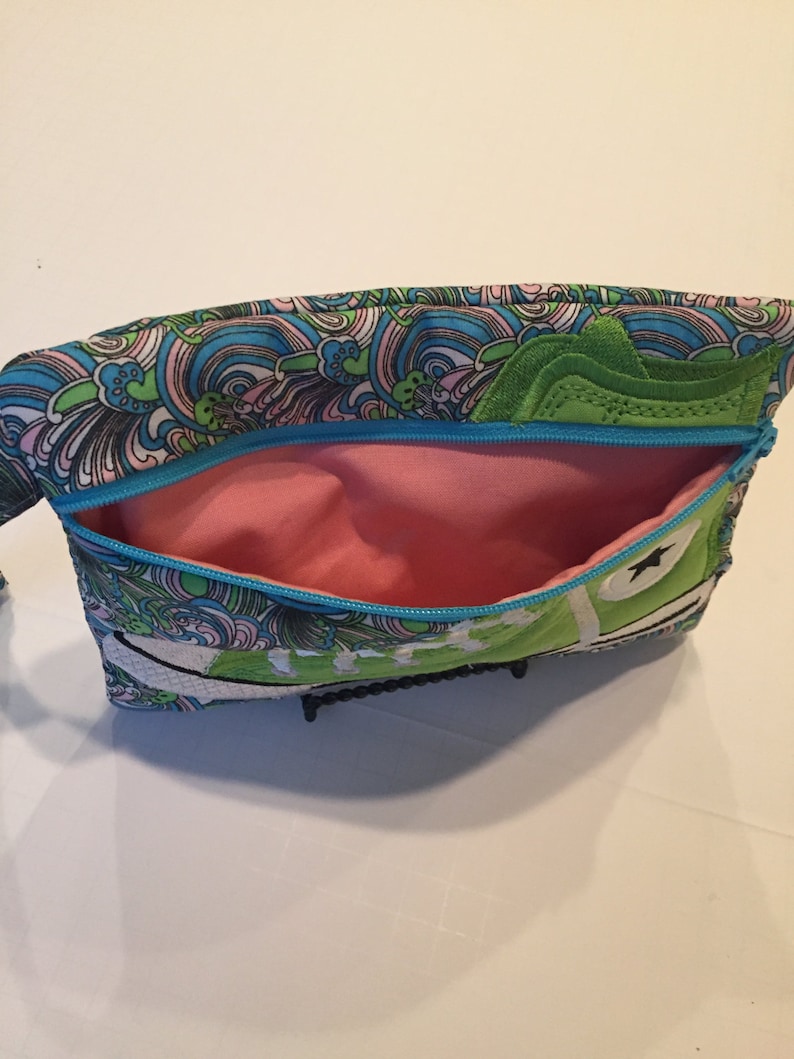 High Top Shoe Zippered Pouch Turquoise Coral and Lime Etsy