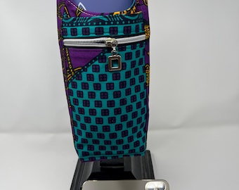 Turquoise/purple, Water bottle bag, H20ToGo, Crossbody/Shoulder sling, Waterproof canvas, Slip pocket/cell, zipper pocket for small items.