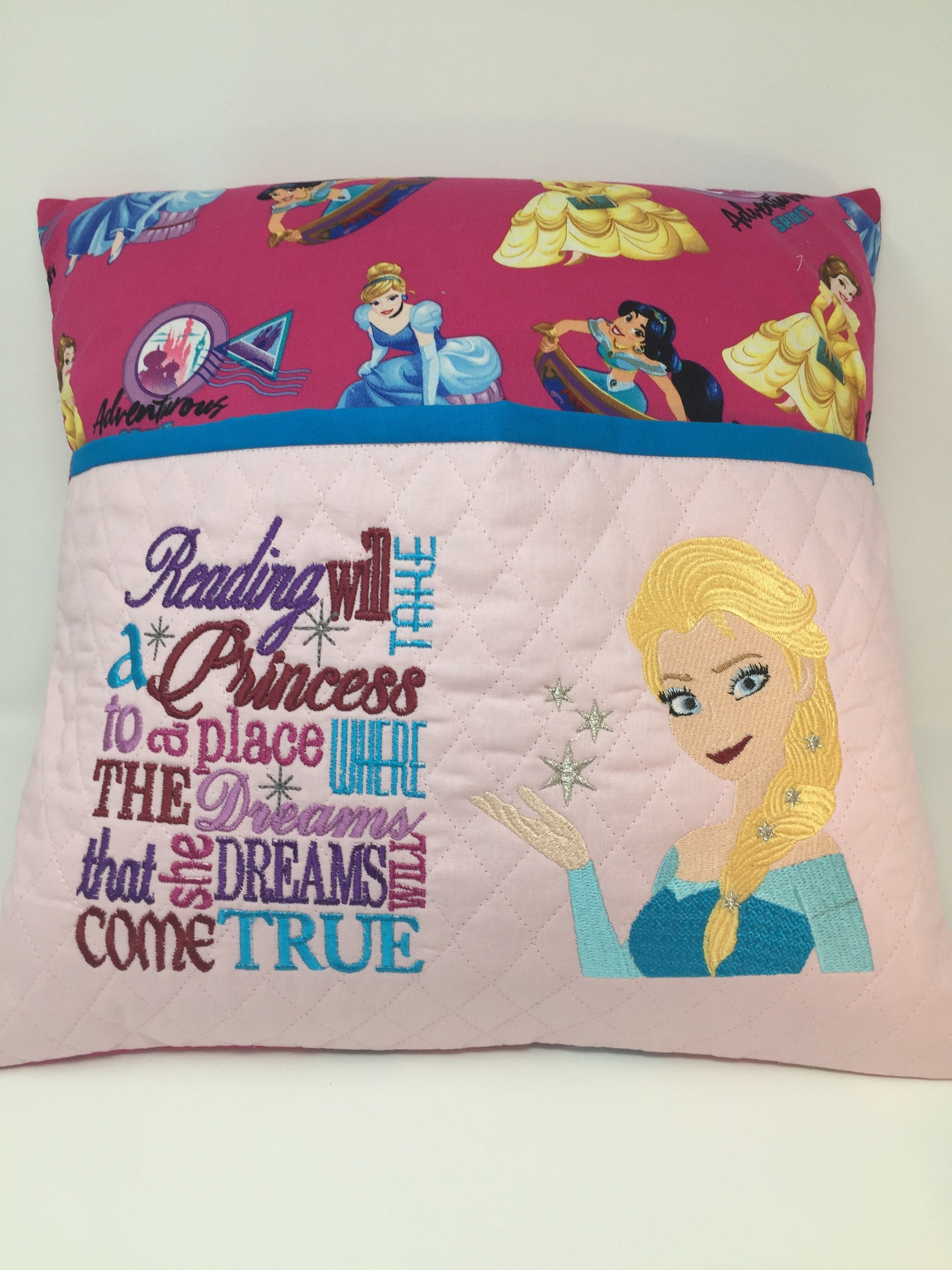 Cinderella Disney like Princess Embroidered reading pillow Etsy