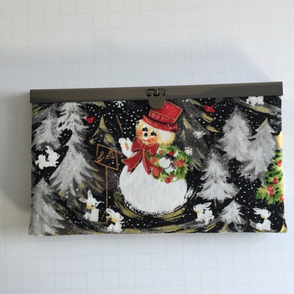 Snowman Christmas Rozy Wallet, Clutch, Slim Line Wallet, iPhone Wallet