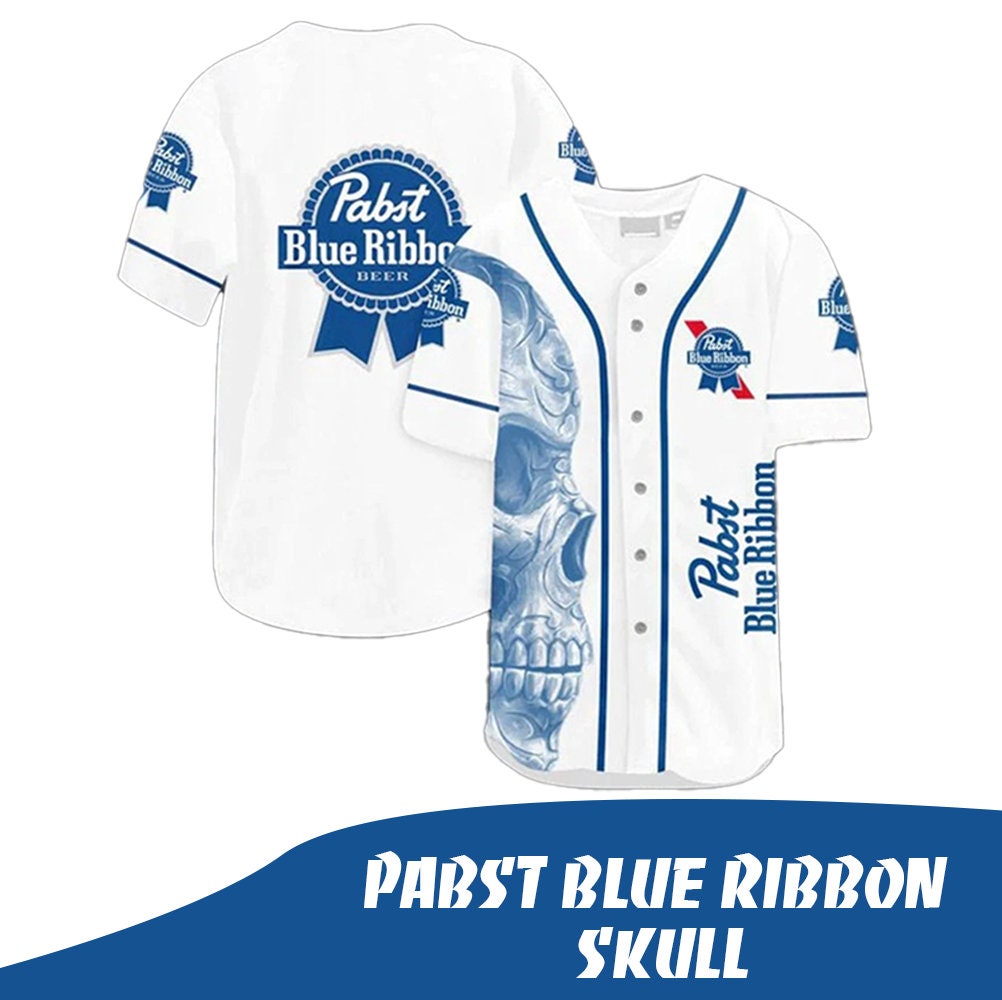 Discover Pabst Blue Ribbon Skull jersey shirt - Jersey baseball