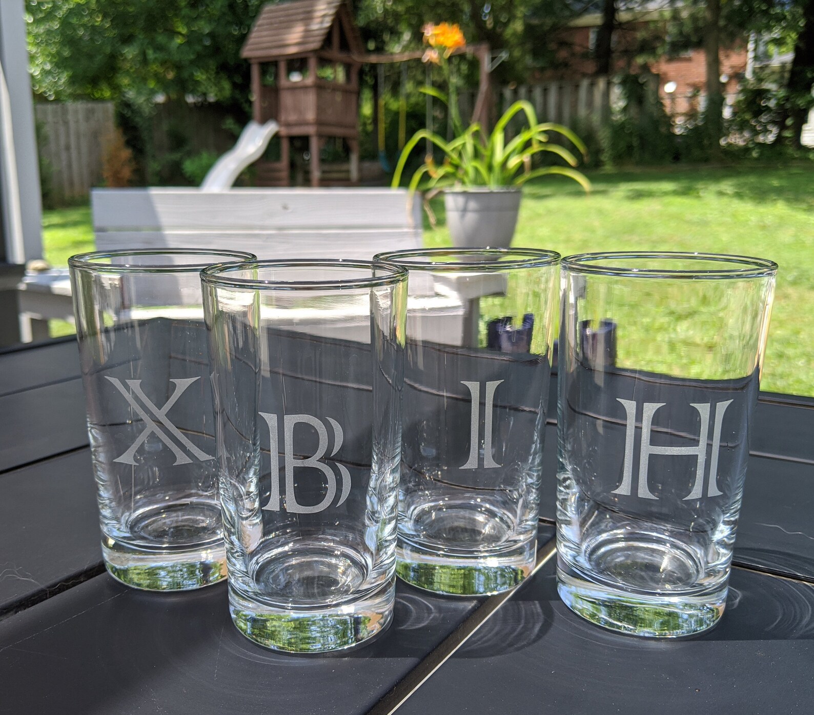 Set of 4 custom monogrammed highball glasses Etsy