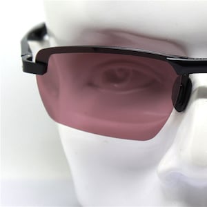 Rectangular wrap semi-rimless sunglasses man black silver metal frame blue cobalt red plum polarized lens caliber 61 sporty military fishing