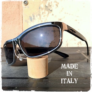 MADE IN ITALY sunglasses men sporty wrap silver black sunglasses men silver black sporty wrap vintage 90s