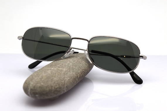 SMALL SIZE SUNGLASSES man rectangular oval silver… - image 8