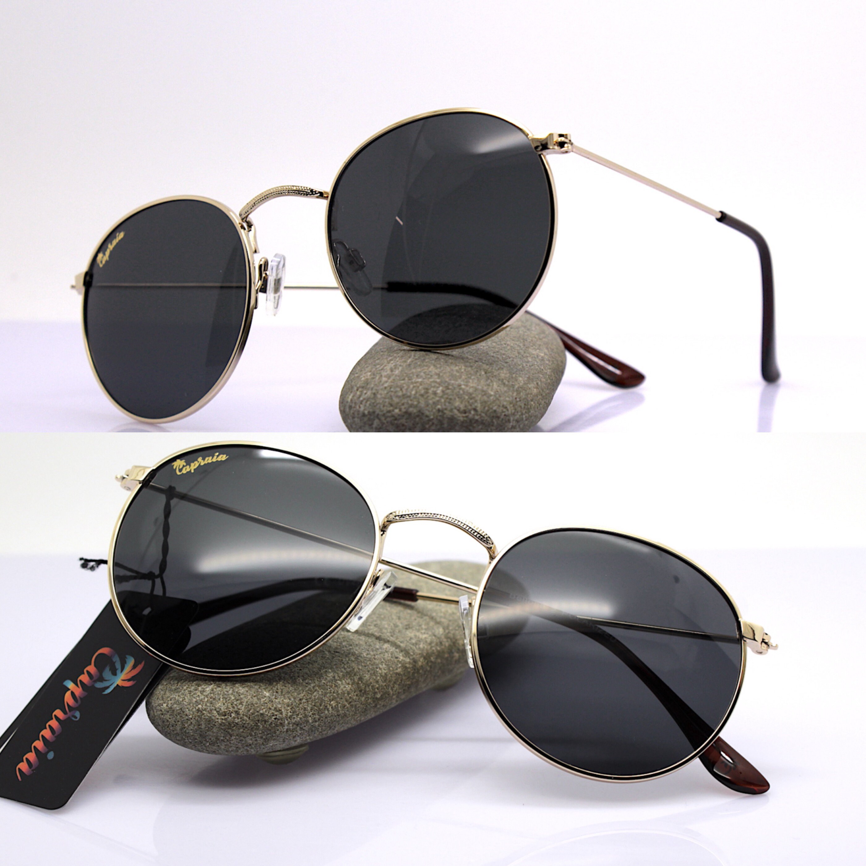 ROUND POLARIZED SUNGLASSES Man Woman Metal Gold Frame Black smoke Polarized Lenses Classic Aviator Pilot Style Eyewear Timeless Glasses Etsy