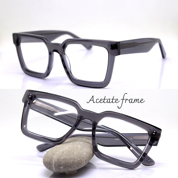 Classic Square Eyewear Optical Frame Gray Acetate Frame Retro -  Norway