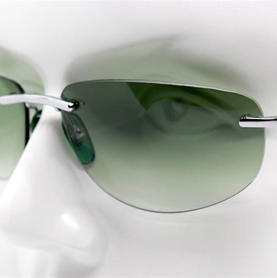 Rectangular oval rimless sunglasses for men and w… - image 2