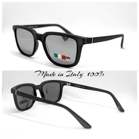 MADE IN ITALY Square classic sunglasses man dark … - image 1