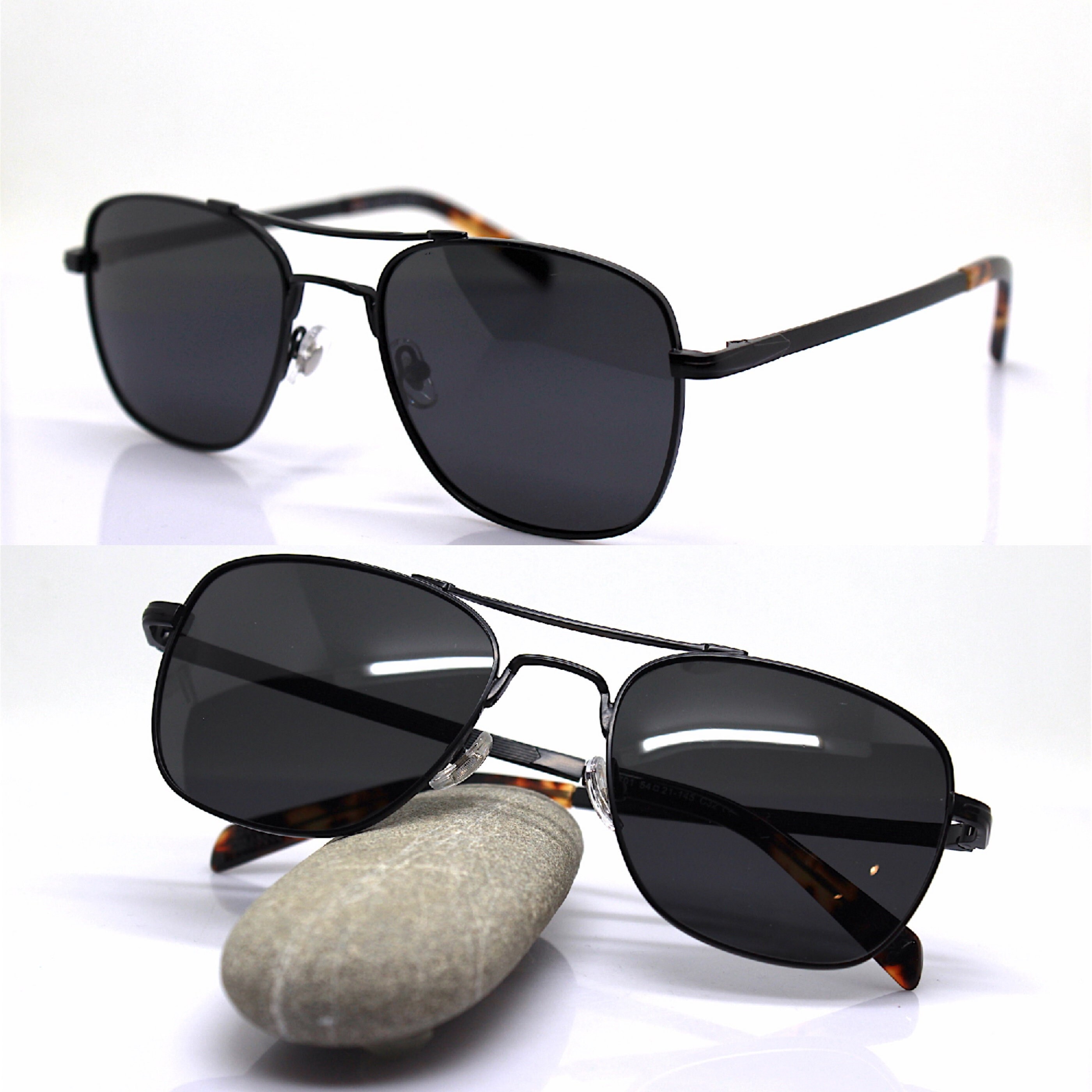 Polarized Rectangular Aviator Sunglasses for Men - Military Style