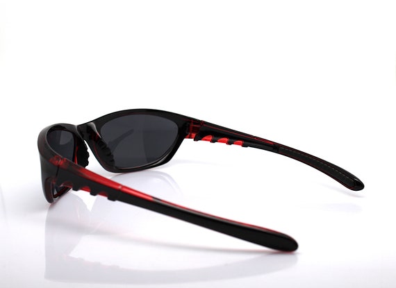 Sporty faceted rectangular wrap men's sunglasses … - image 7