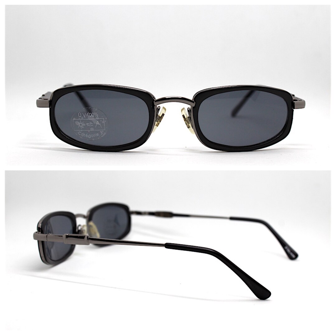 Sunglasses for Men and Women Vintage 90s Retro Oval Rectangular Gun ...