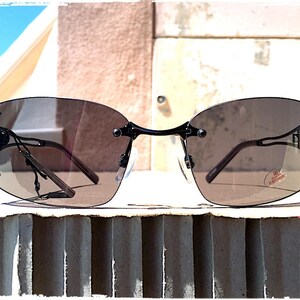 Occhiali da sole uomo donna maschera rettangolare senza montatura nera rimless rectangular mask sunglasses men black Steampunk Made in Italy