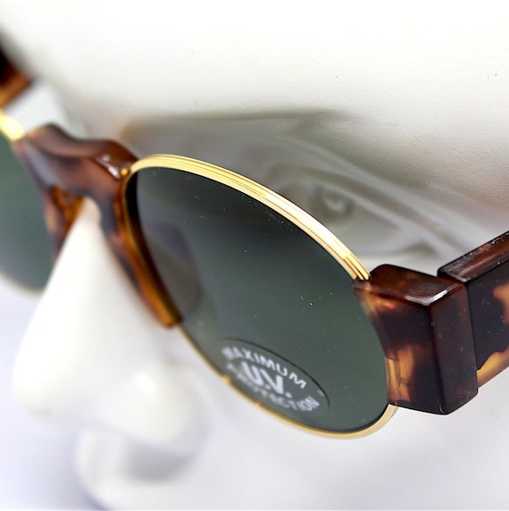 MADE IN ITALY Solflex Round Oval Sunglasses Man Woman Gold  display picture 2