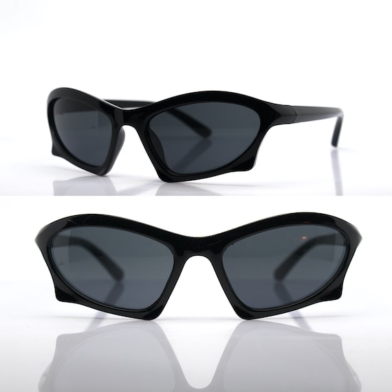 Wrap oval dynamic facet rectangular Sunglasses ma… - image 3
