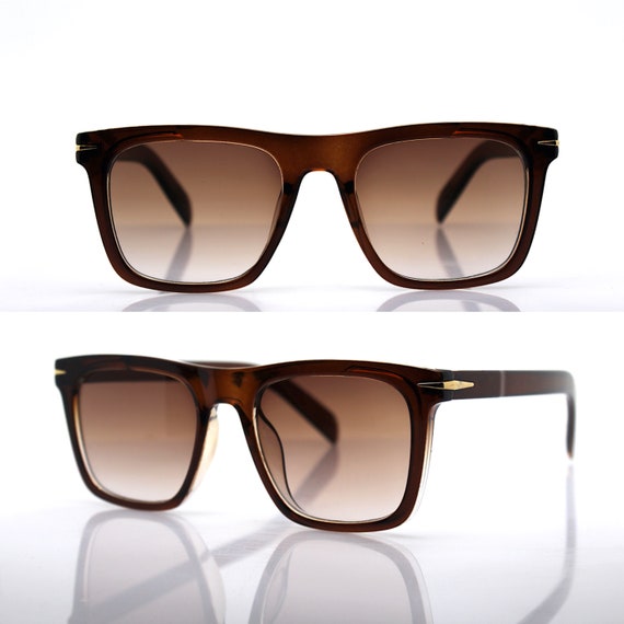 Square classic sunglasses man brown frame gradien… - image 1